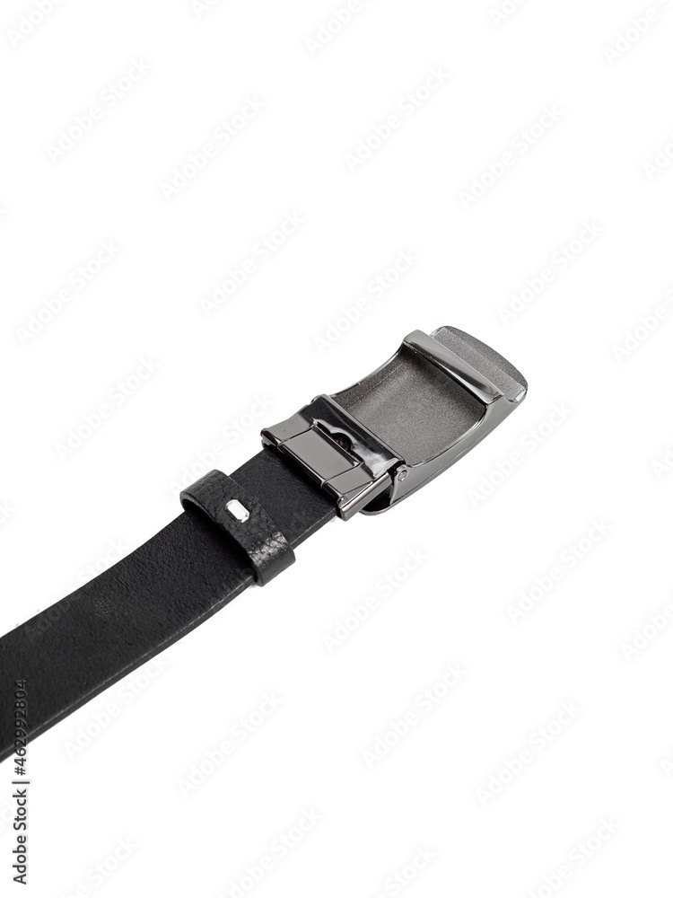 black leather belt on isolated white background black leather belt on isolated white background