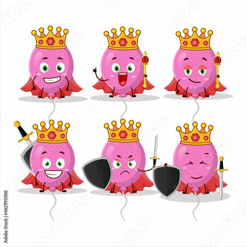 A Charismatic King pink balloons cartoon character wearing a gold crown