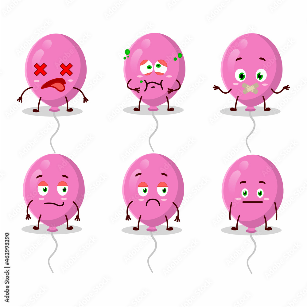 Pink balloons cartoon character with nope expression