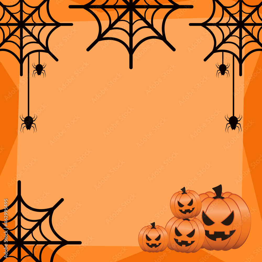 Square halloween frame photo in orange vector illustration design