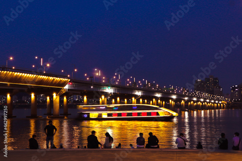 Canvas Print bridge at night