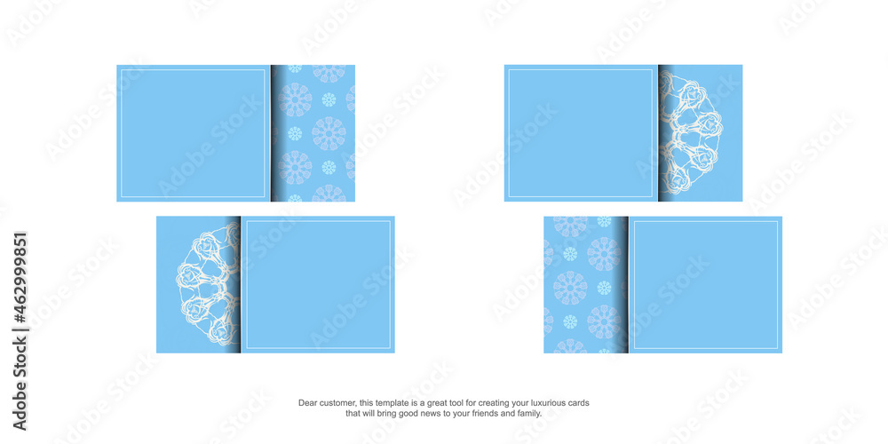 Fototapeta premium Blue business card with vintage white ornament for your personality.