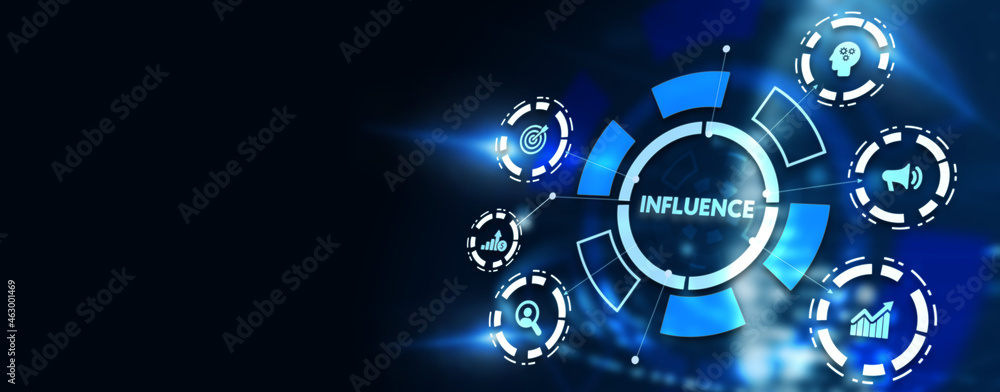 Influencer marketing concept. Business, Technology, Internet and network concept. 3d illustration Influencer marketing concept. Business, Technology, Internet and network concept. 3d illustration