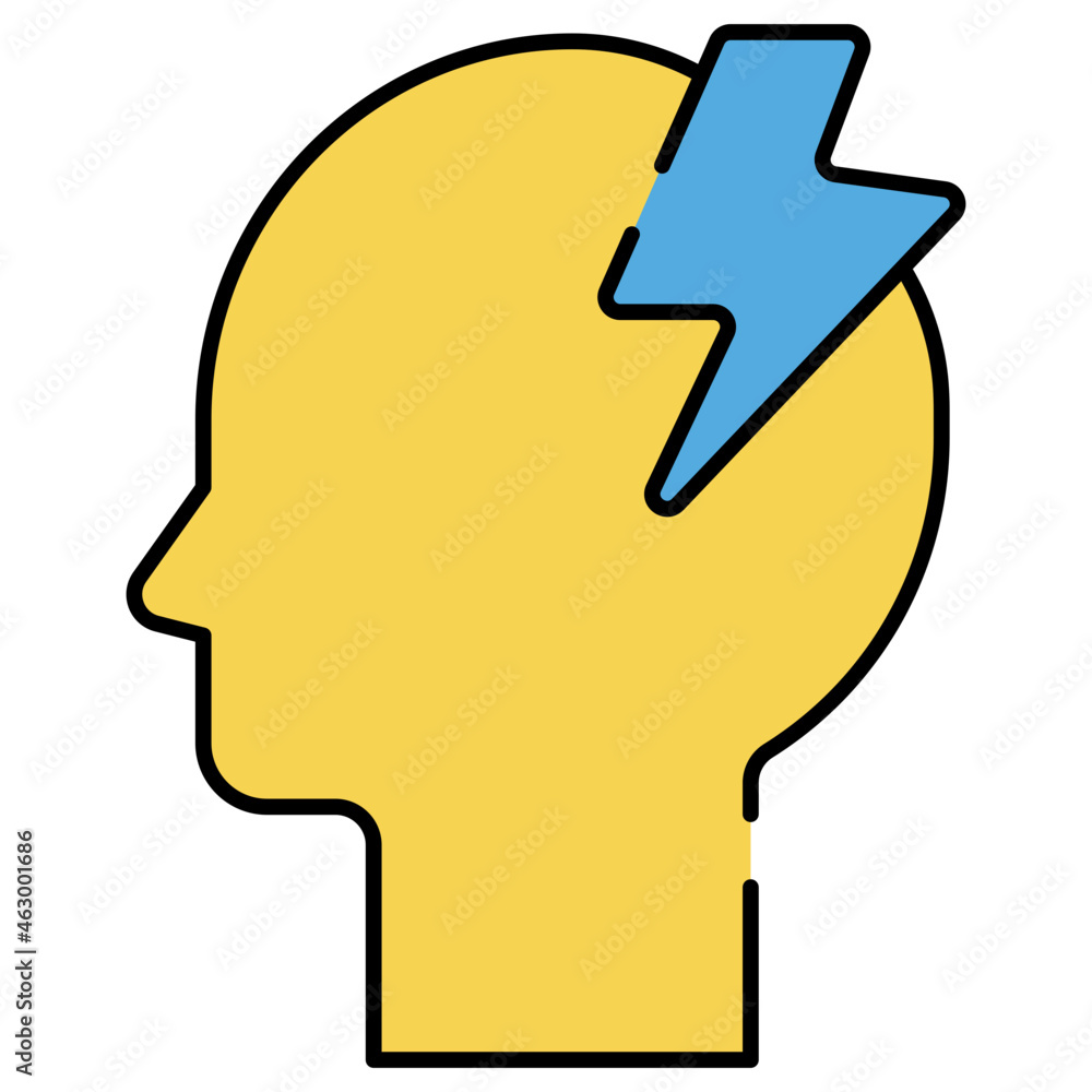 Bolt with mind denoting concept of brainstorming Bolt with mind denoting concept of brainstorming