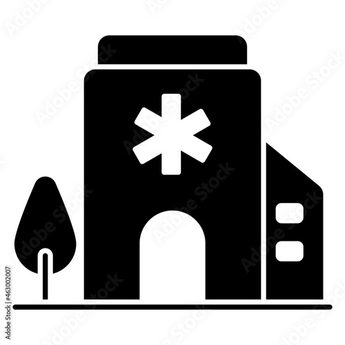 Medical center icon, hospital building 