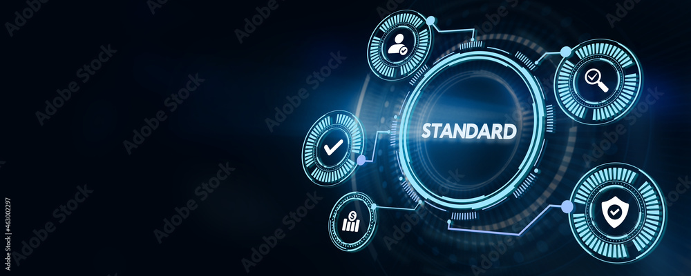 Standard quality control. Certification. Business, technology, internet and networking concept. 3d illustration