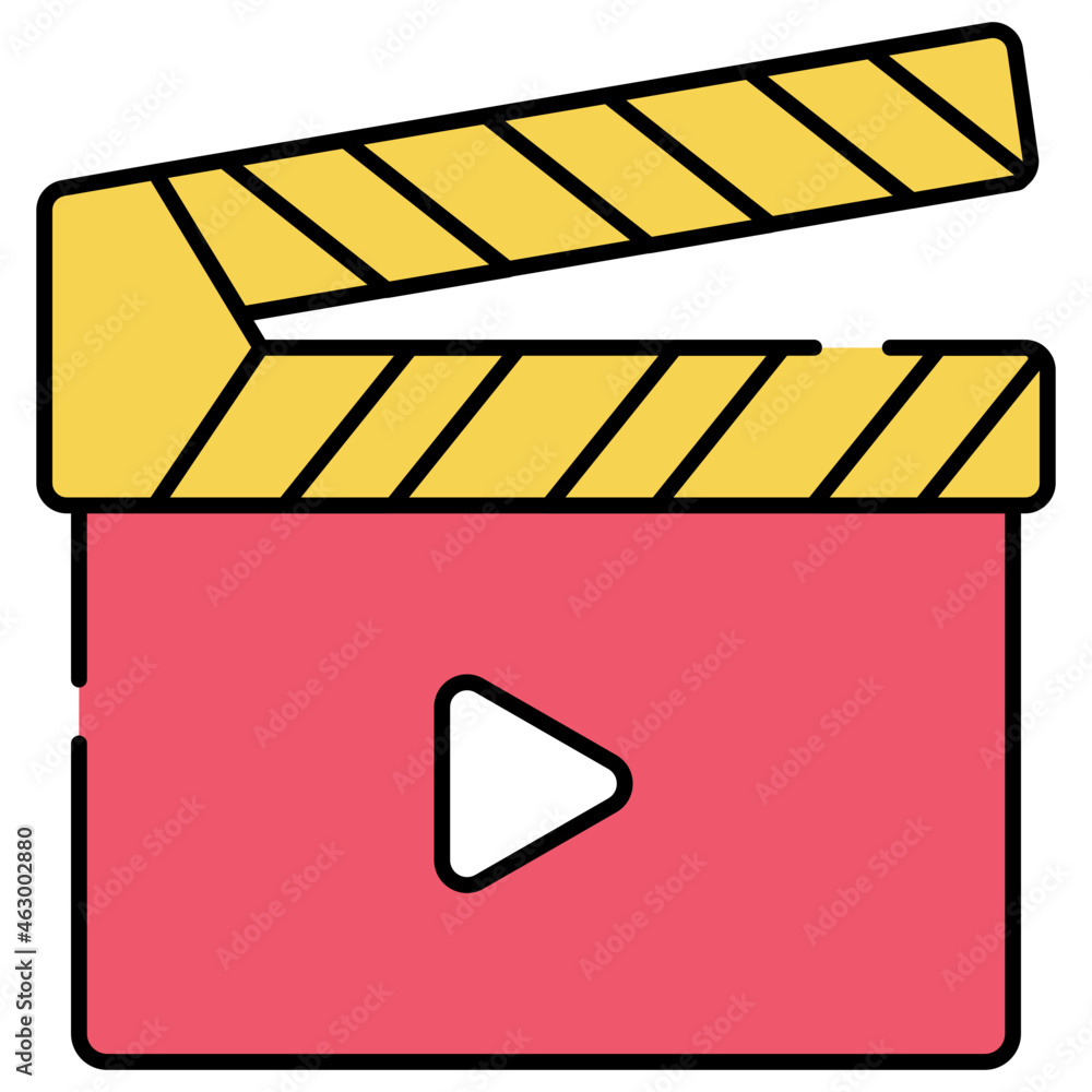A flat design icon of clapperboard 
