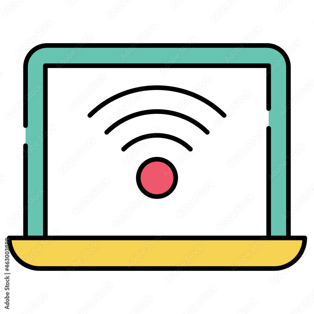 Wifi signals inside laptop, concept of connected laptop Wifi signals inside laptop, concept of connected laptop