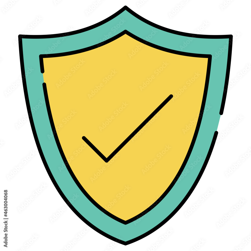 Tick mark inside shield, flat icon of verified shield Tick mark inside shield, flat icon of verified shield