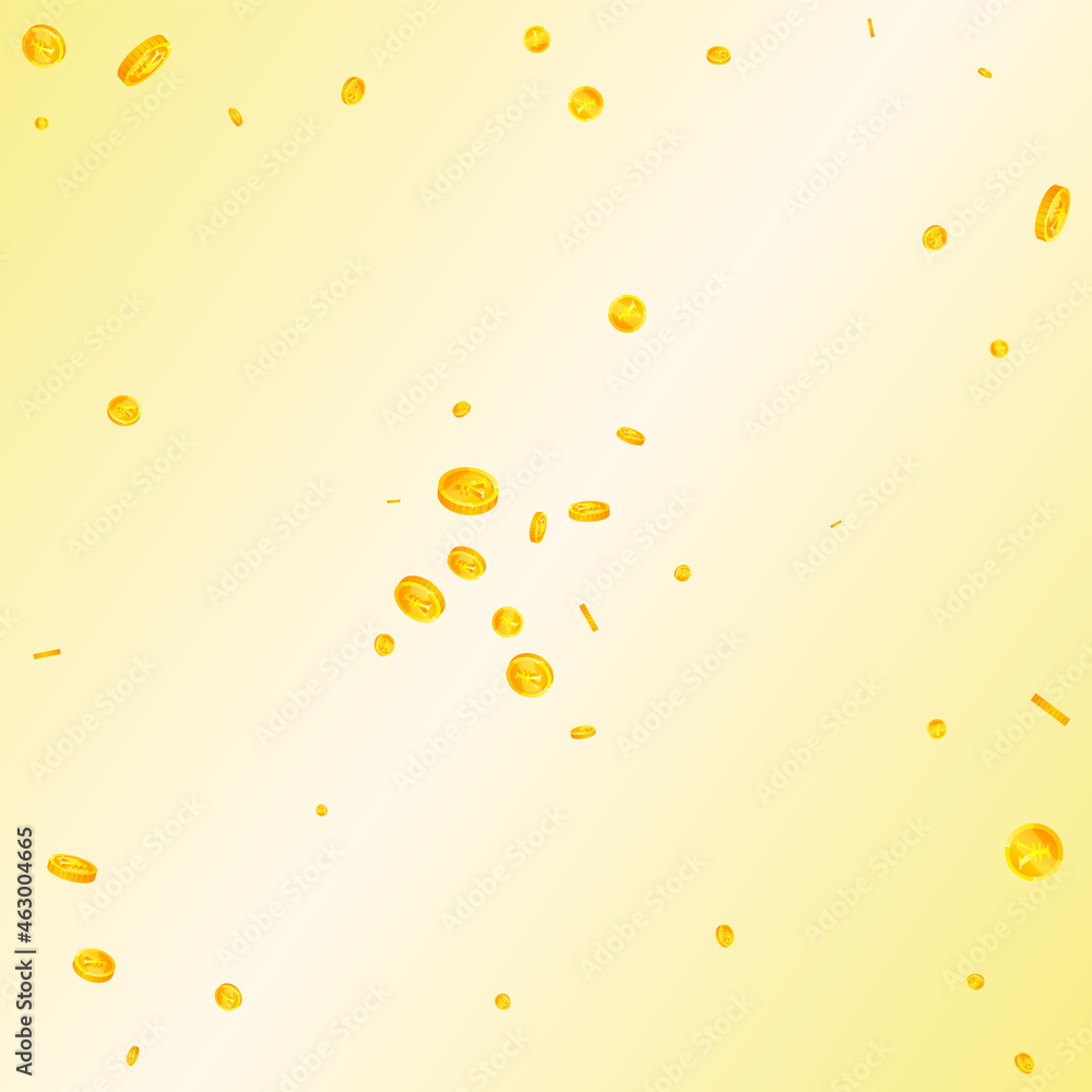 Chinese yuan coins falling. Alive scattered CNY coins. China money. Divine jackpot, wealth or success concept. Vector illustration. Chinese yuan coins falling. Alive scattered CNY coins. China money. Divine jackpot, wealth or success concept. Vector illustration.