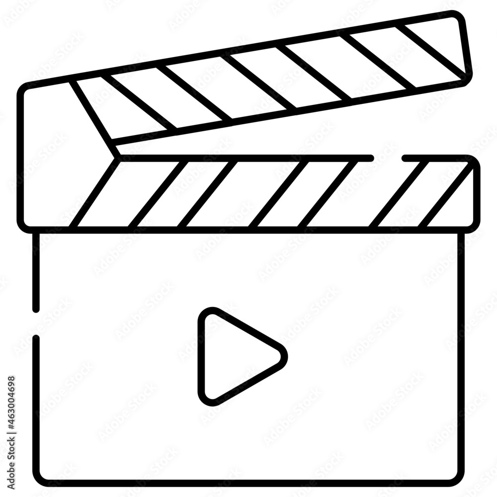 A linear design icon of clapperboard 