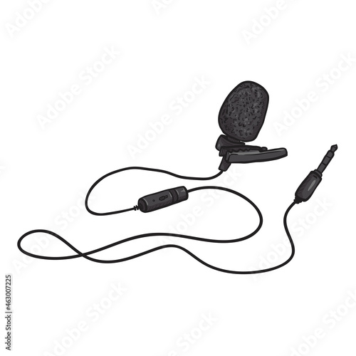 Cartoon Microphone Lavalier Vector Illustration on WHite Background