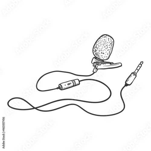 Sketch Microphone Lavalier Vector Illustration