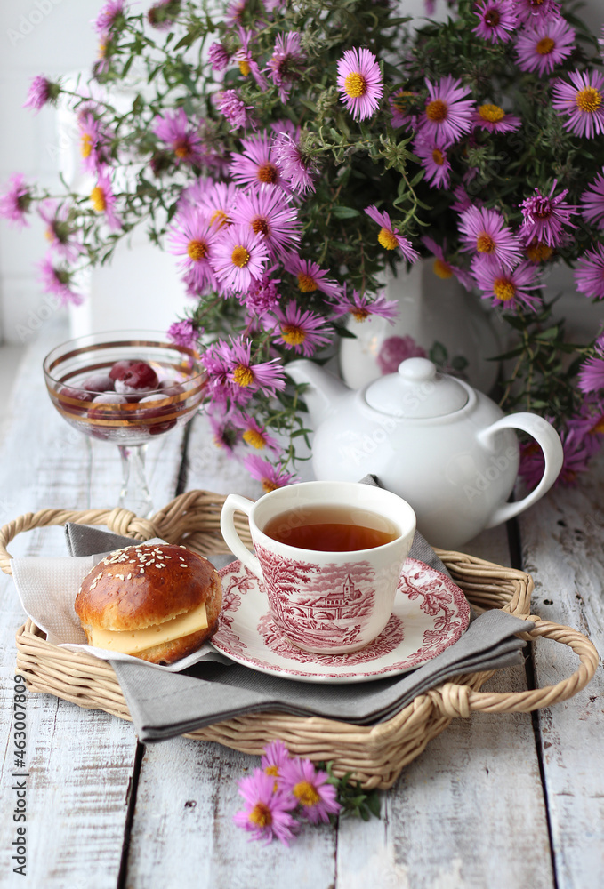 cup of tea with flowers cup of tea with flowers