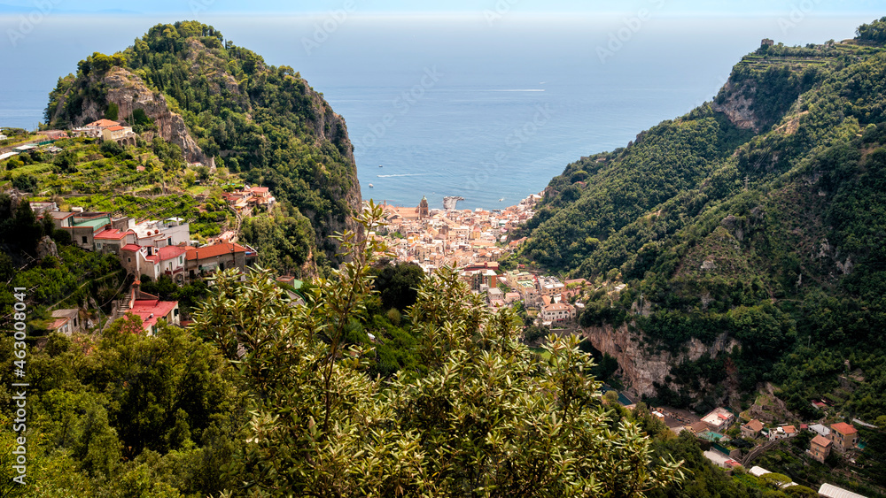  View of Amalfi from the trekking route from Scala to Ravello on the Amalfi Coast.