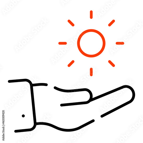 Sun on hand denoting concept of summer care
