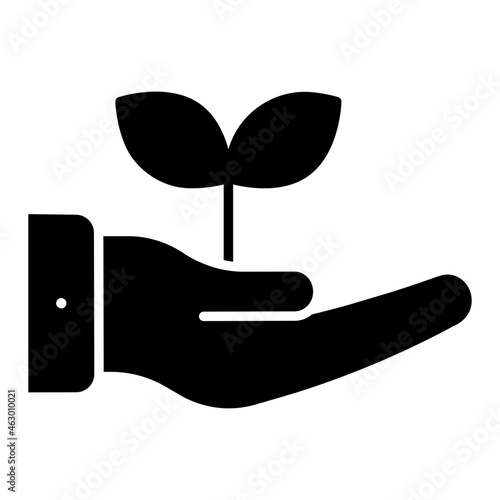Plant on hand denoting concept of plant care