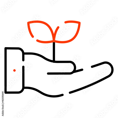 Plant on hand denoting concept of plant care