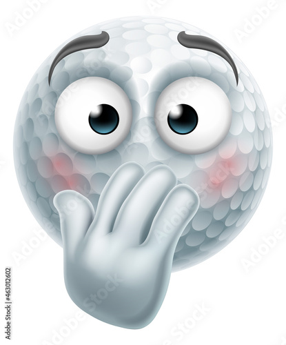 Bashful Timid Shy Embarrassed Golf Ball Emoticon