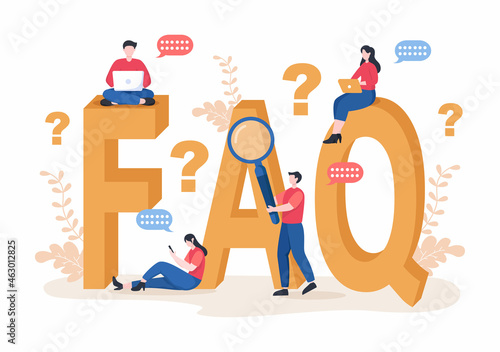 FAQ or Frequently Asked Questions for Website, Blogger Helpdesk, Clients Assistance, Helpful Information, Guides. Background Vector Illustration
