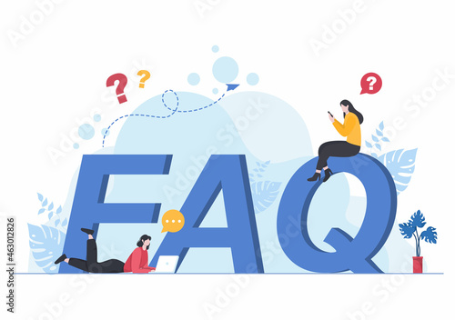 FAQ or Frequently Asked Questions for Website, Blogger Helpdesk, Clients Assistance, Helpful Information, Guides. Background Vector Illustration