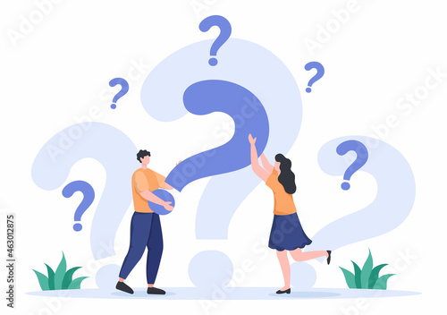 FAQ or Frequently Asked Questions for Website, Blogger Helpdesk, Clients Assistance, Helpful Information, Guides. Background Vector Illustration photo