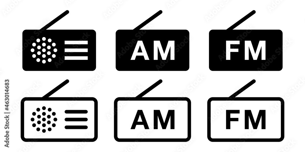 防災ラジオfm Am放送のベクターアイコンイラスト素材白黒 Stock Vektorgrafik Adobe Stock