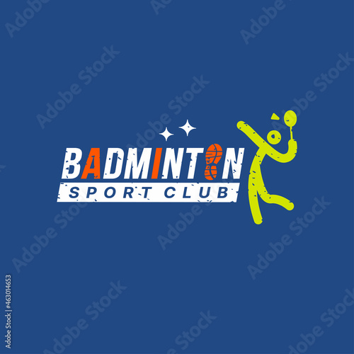 Badminton sport Logo design, Badminton lettering typography icon. Sport tournament logotype concept