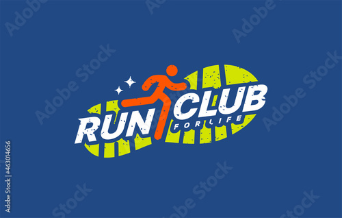 Run sport club logo design templates, Run lettering typography icon, Tournaments and marathons logotype concept