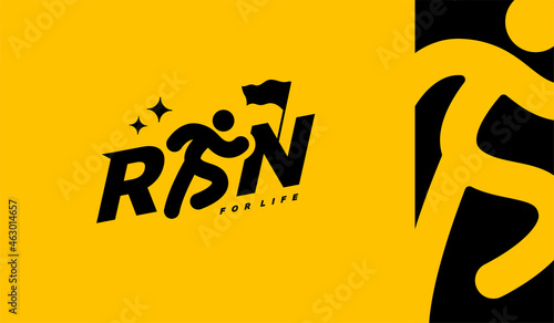 Run sport club logo design templates, Run lettering typography icon, Tournaments and marathons logotype concept