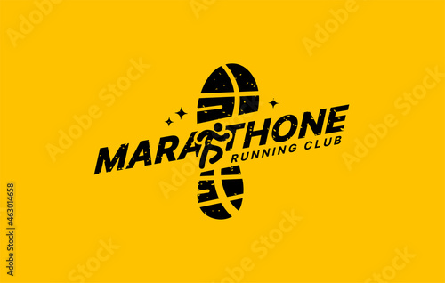 Run sport club logo design templates, Marathons lettering typography icon, Tournaments logotype concept