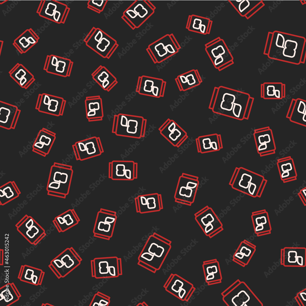 Line Soda can icon isolated seamless pattern on black background. Vector Line Soda can icon isolated seamless pattern on black background. Vector