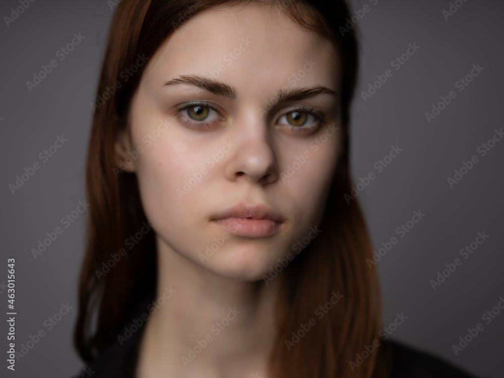 pretty red-haired woman attractive look studio posing fashion pretty red-haired woman attractive look studio posing fashion