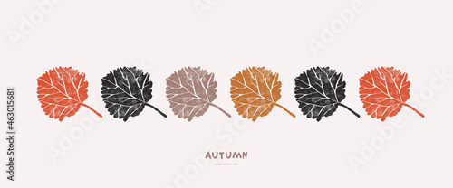 Banner with aspen leaves ornament