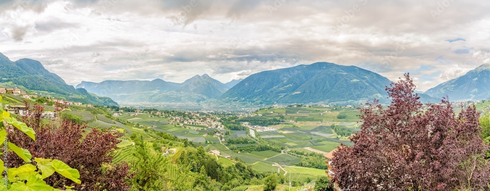 Fototapeta premium Panoramic view at the Scenery of nature from Scena town in Italy