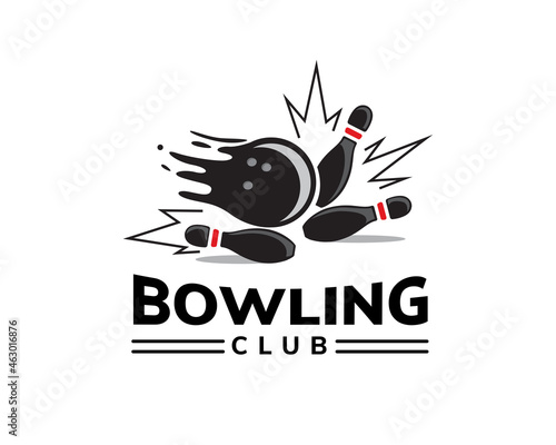ball moving shoot hit target bowling club logo template illustration