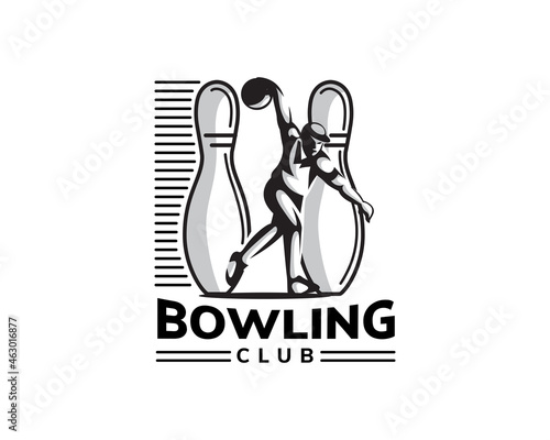athlete bowling shoot pins background logo template illustration