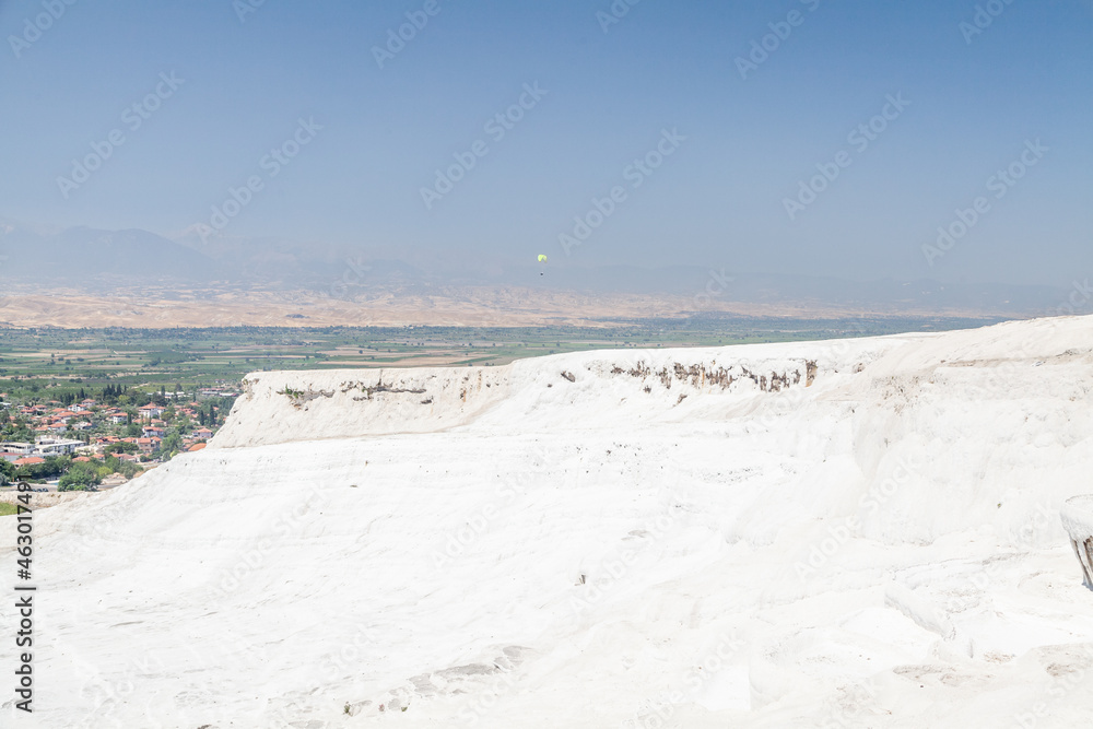 Thermal springs of Hierapolis forming limestone terraces in Pamukkale, Turkey.