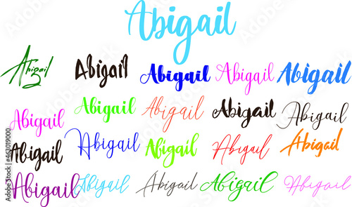 Abigail Girl Name in Multi Fonts Typography Text photo