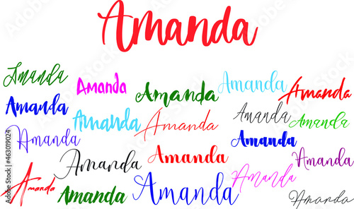 Amanda Girl Name in Multi Fonts Typography Text photo