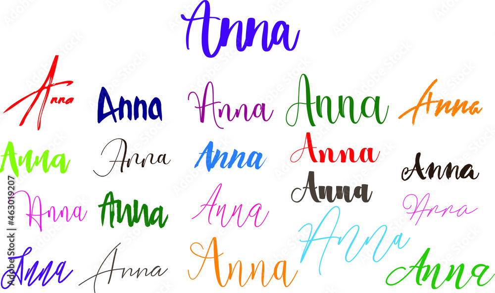 Anna Girl Name in Multi Fonts Typography Text Anna Girl Name in Multi Fonts Typography Text