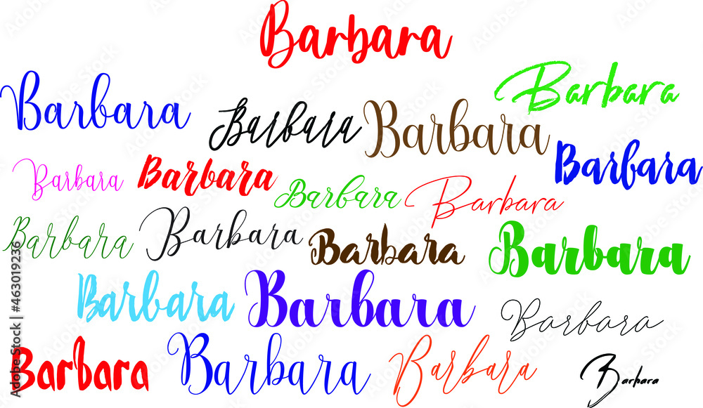 Barbara Girl Name in Multi Fonts Typography Text