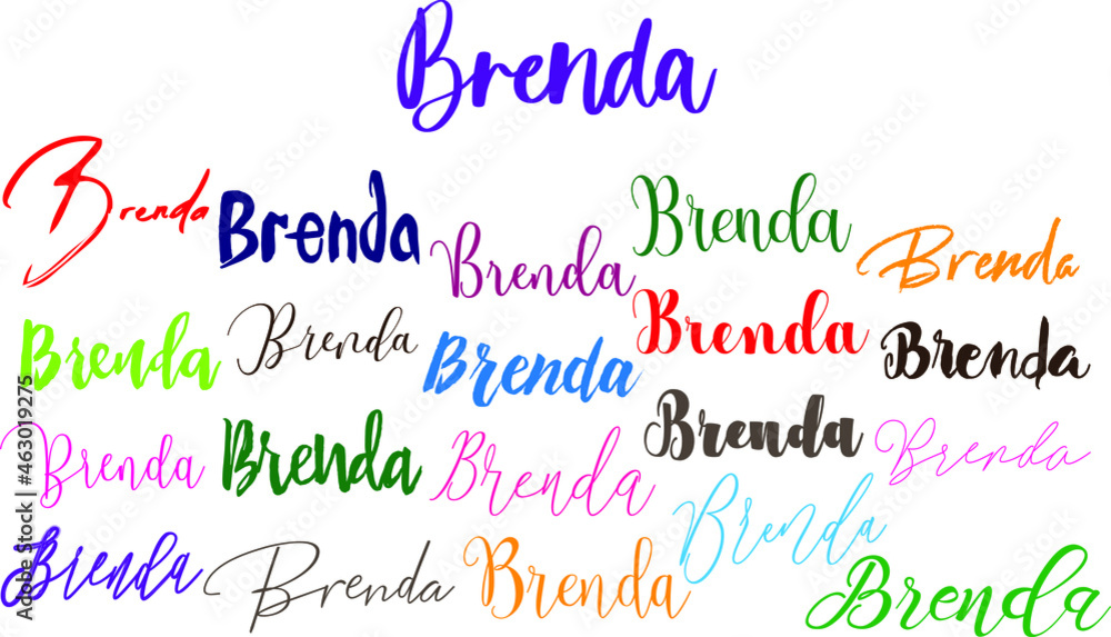 Brenda Girl Name in Multi Fonts Typography Text