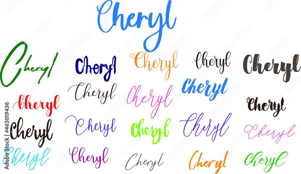 Cheryl Girl Name in Multi Fonts Typography Text