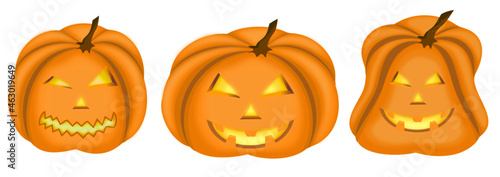 Pumpkin  helloween set. Vector  isolated on white background illustration.