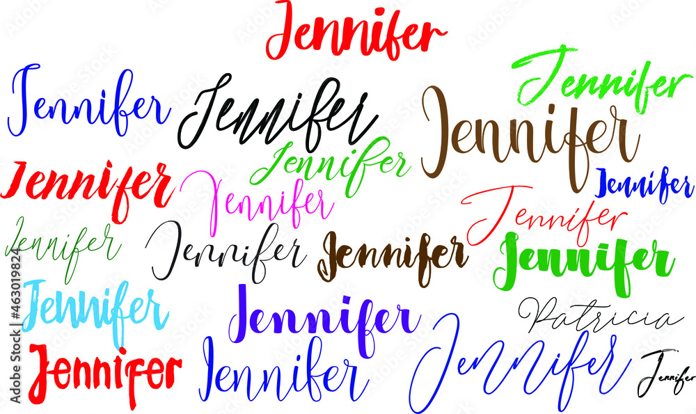 Jennifer Girl Name in Multi Fonts Typography Text Stock Vector | Adobe ...