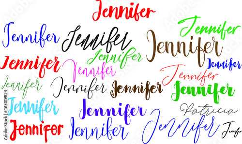 Jennifer Girl Name in Multi Fonts Typography Text