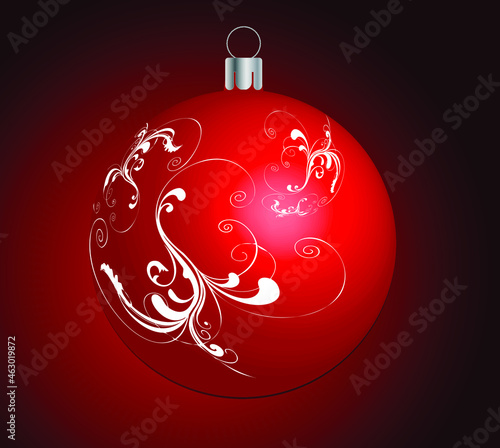 Christmas ornament  balls with red gradient background. Ornament for christmas eve. Vector illustration