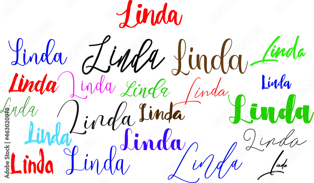 Linda Girl Name in Multiple Font Styles Typography Text Linda Girl Name in Multiple Font Styles Typography Text