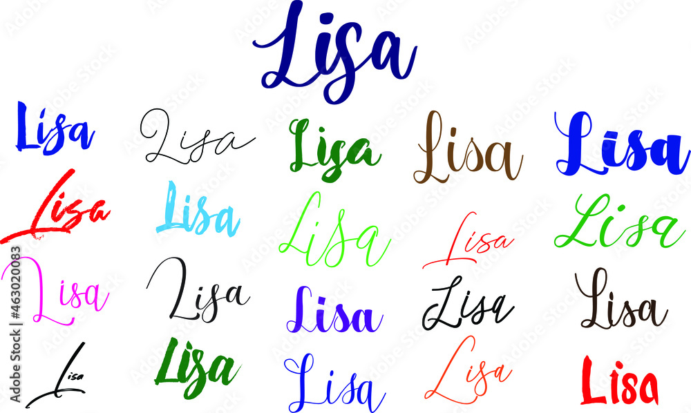 Lisa Baby Girl Name in Multiple Font Styles Typography Text Lisa Baby Girl Name in Multiple Font Styles Typography Text